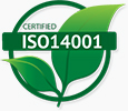 EMS(환경 경영 시스템)으로 부터 ISO 14001 획득 마크